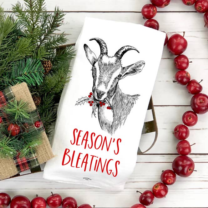 Seasons Bleatings - Goat Flour Sack Towels for wholesale by Cocklebur & Co.