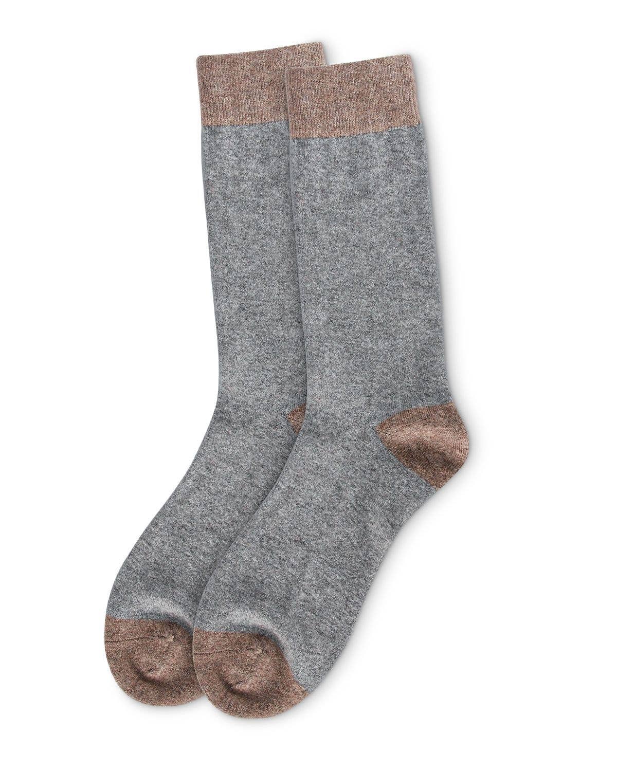 Med Gray Heather Men's Fancy Heels Luxuriously Soft Cashmere Blend Crew Sock for wholesale on Faire2