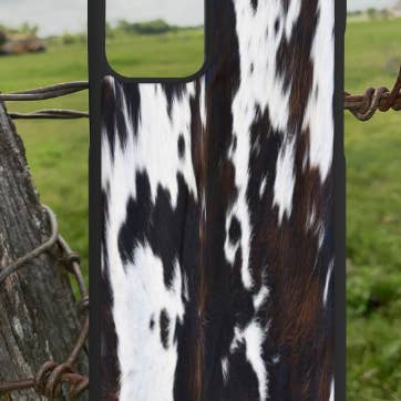 Dark Brown Cowhide IPhone Case for wholesale by Texas Petunias Boutique