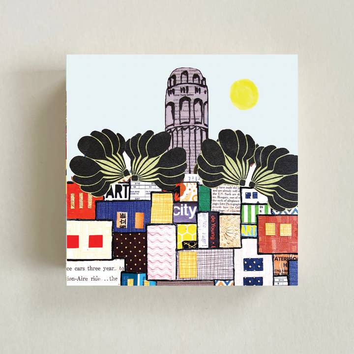 Coit Tower – Bloque de Memoria o Impresión Artística para venta al por mayor de Jennifer Clifford’s Adventures in Collage