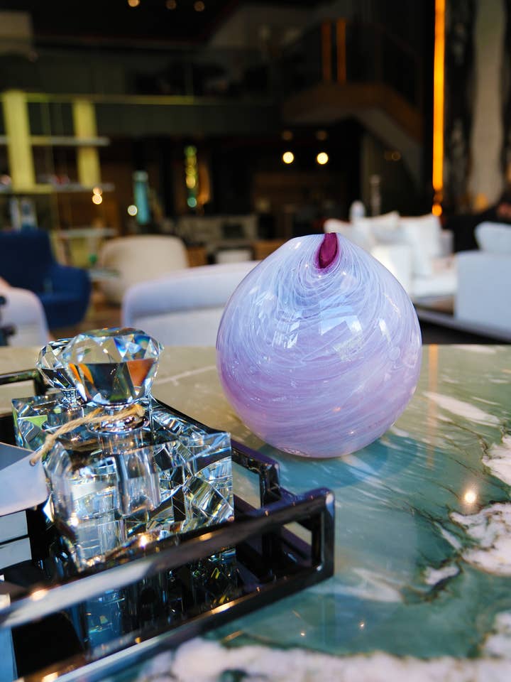 Jarrón de vidrio hecho a mano "Porpora Lenta" púrpura. para venta al por mayor de Barbablanca Glassworks