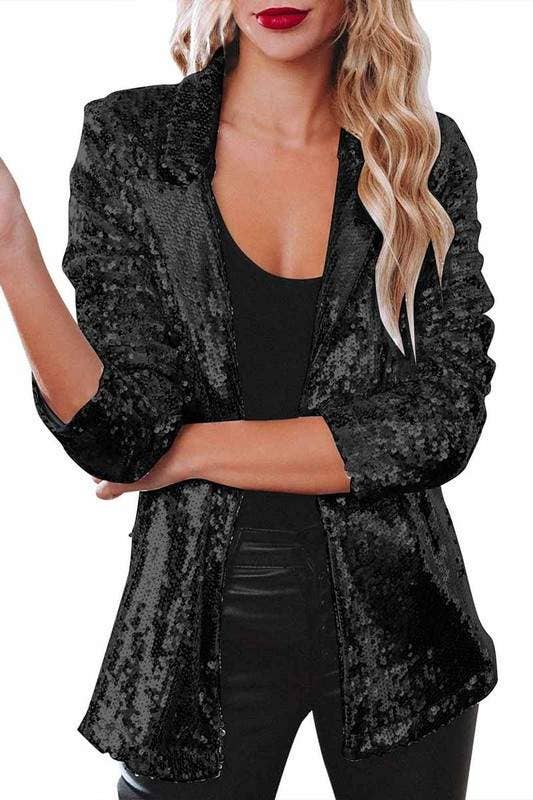 Flarix - Wholesale Jacket - Women's - sequin metallic long sleeve coat1