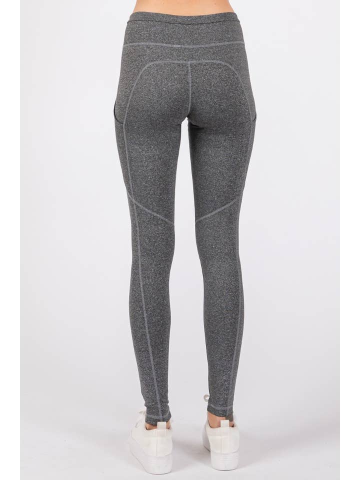 Heather Grey Full Length Active Leggings with Side Pocket for wholesale on Faire