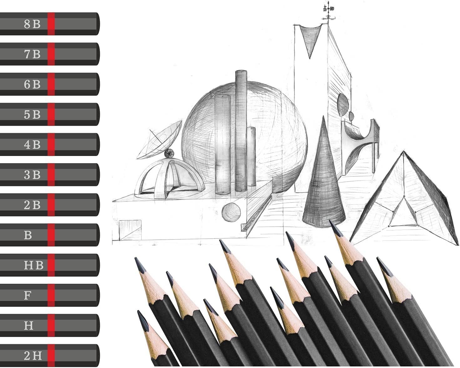 Liquidraw – wholesale Pencil – Liquidraw Drawing Pencils Set of 12, Graded Pencils For Artists, Sketching, Art, Sketch (8B-2H) Graphite Hard & Soft Pencil Set2