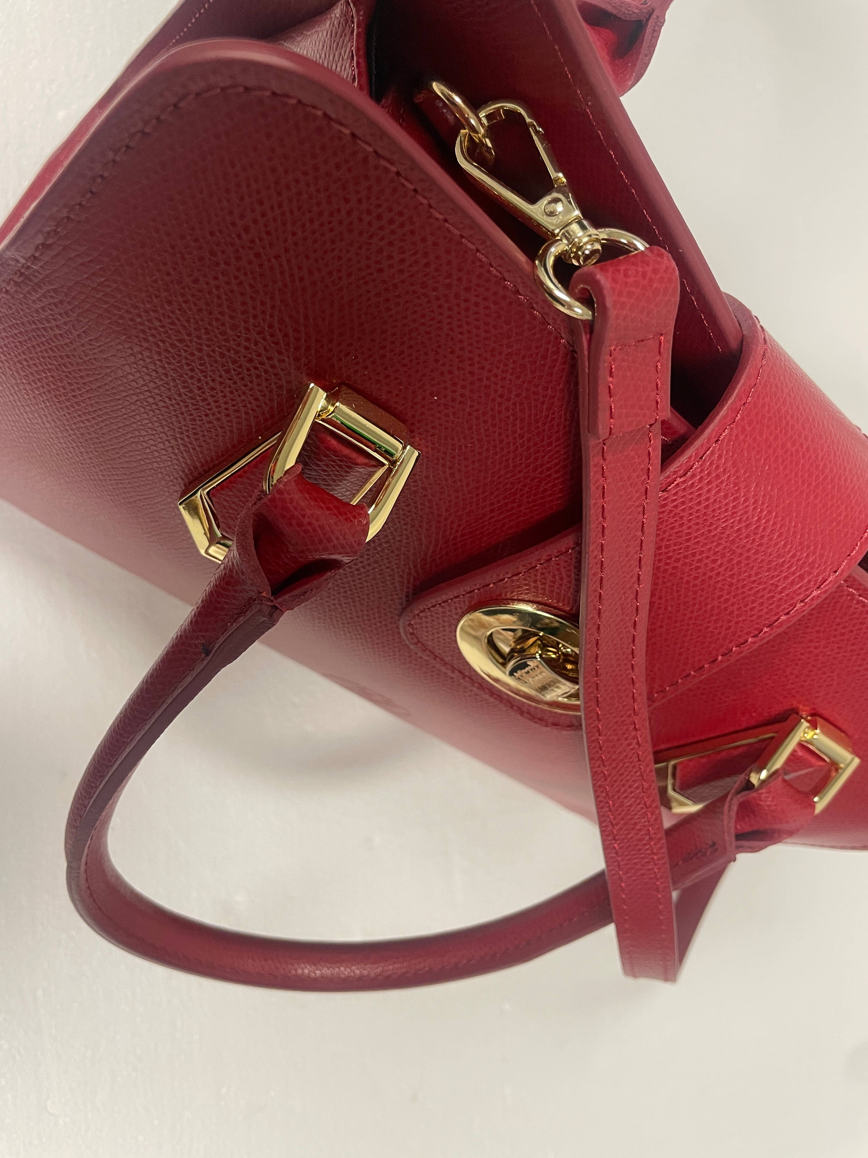 AMMA JO - Wholesale Shoulder Bag - Women's - Carlina - Italian Leather Shoulder Bag (Cherry Red)4