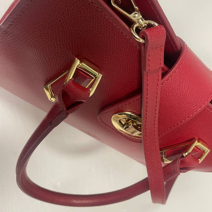 AMMA JO - Wholesale Shoulder Bag - Women's - Carlina - Italian Leather Shoulder Bag (Cherry Red)4