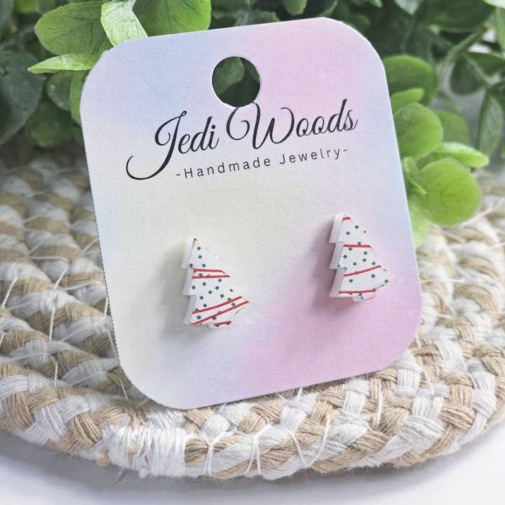 Jedi Woods LLC - Wholesale Stud/Post Earrings - L. Debbie Xmas Cake Earrings - Tiktok VIRAL Product!