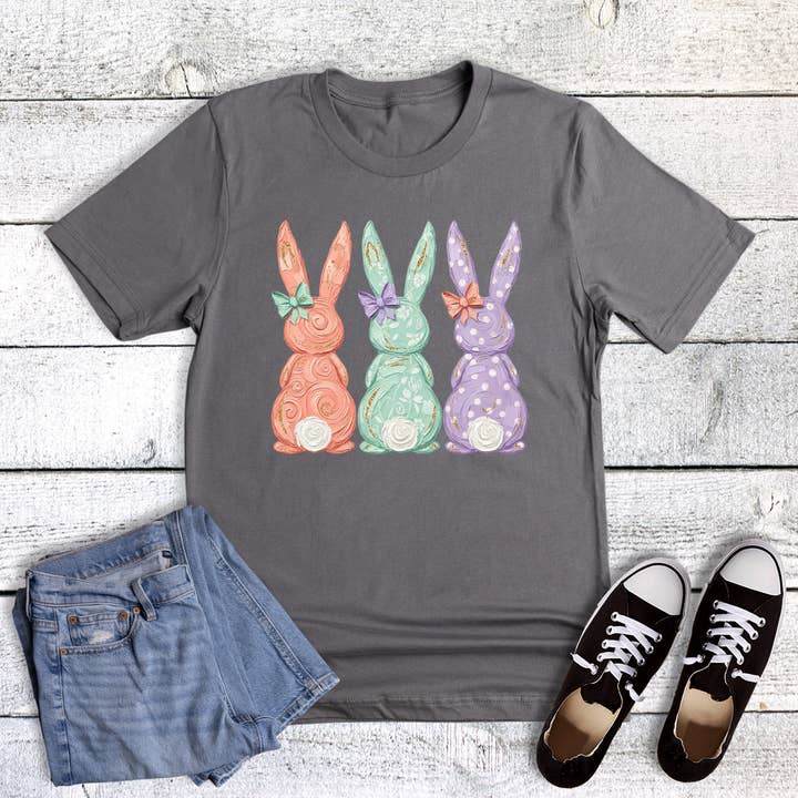 Easter Faux Painted Bunny Graphic Tee for wholesale by Dust and Roots