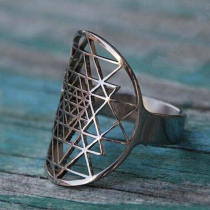 KARMA YOGA SHOP - Wholesale Band/Stacked Ring - 925 Silver Sri Yantra Ring4