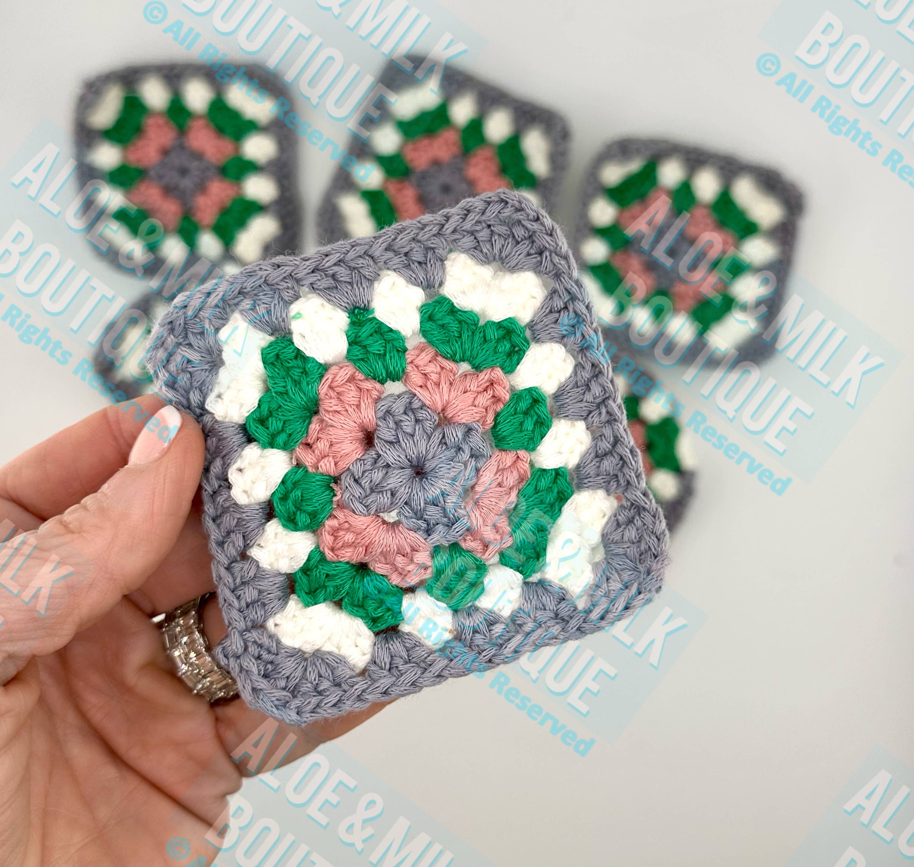 Aloe and Milk Boutique - Wholesale Patch - Crochet Granny Square Earth tone, granny square, coasters4