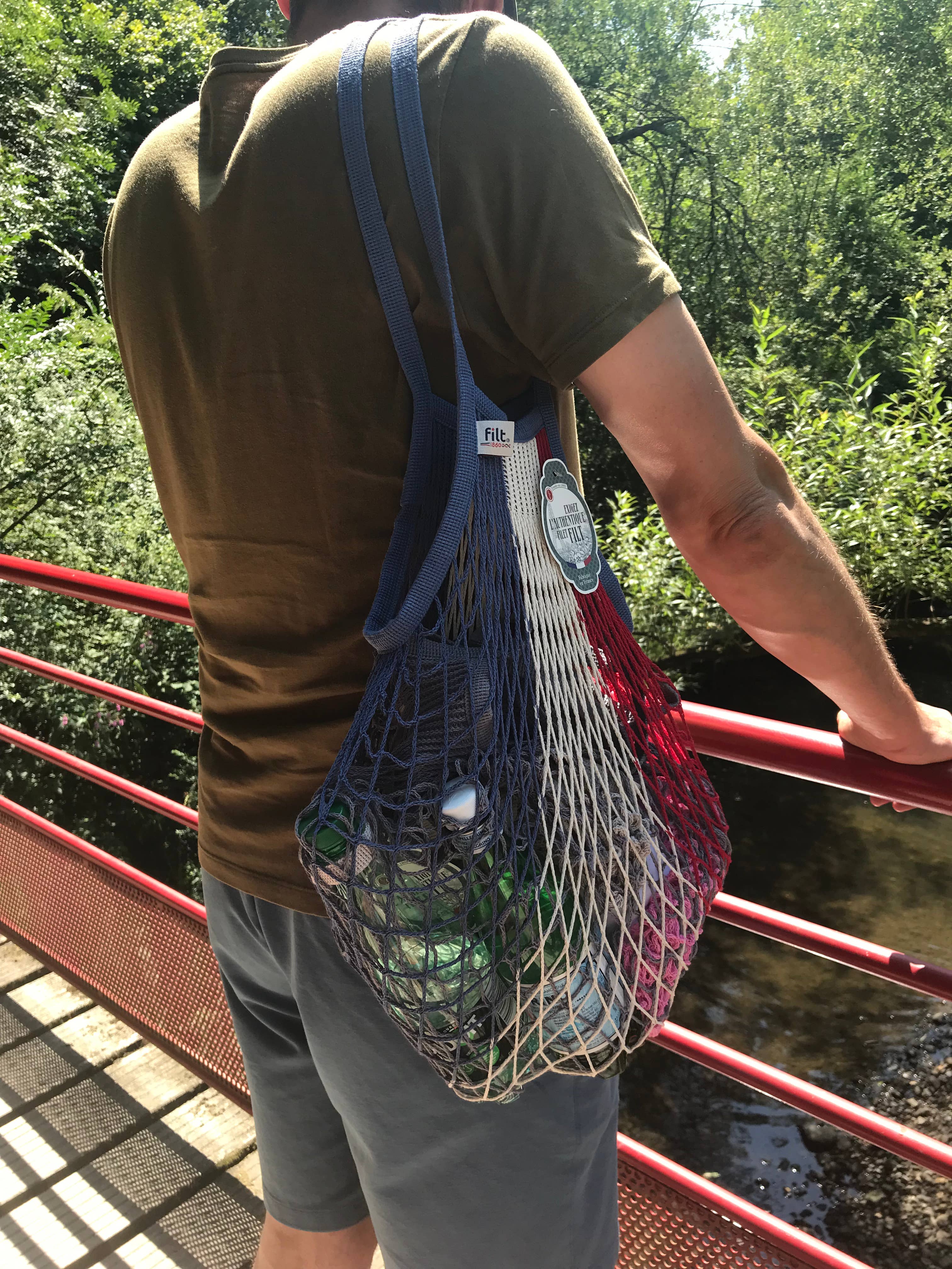 Filt1860 - Wholesale Grocery/Shopping Bag - Net shopping bag Bleu Blanc Rouge long handles1