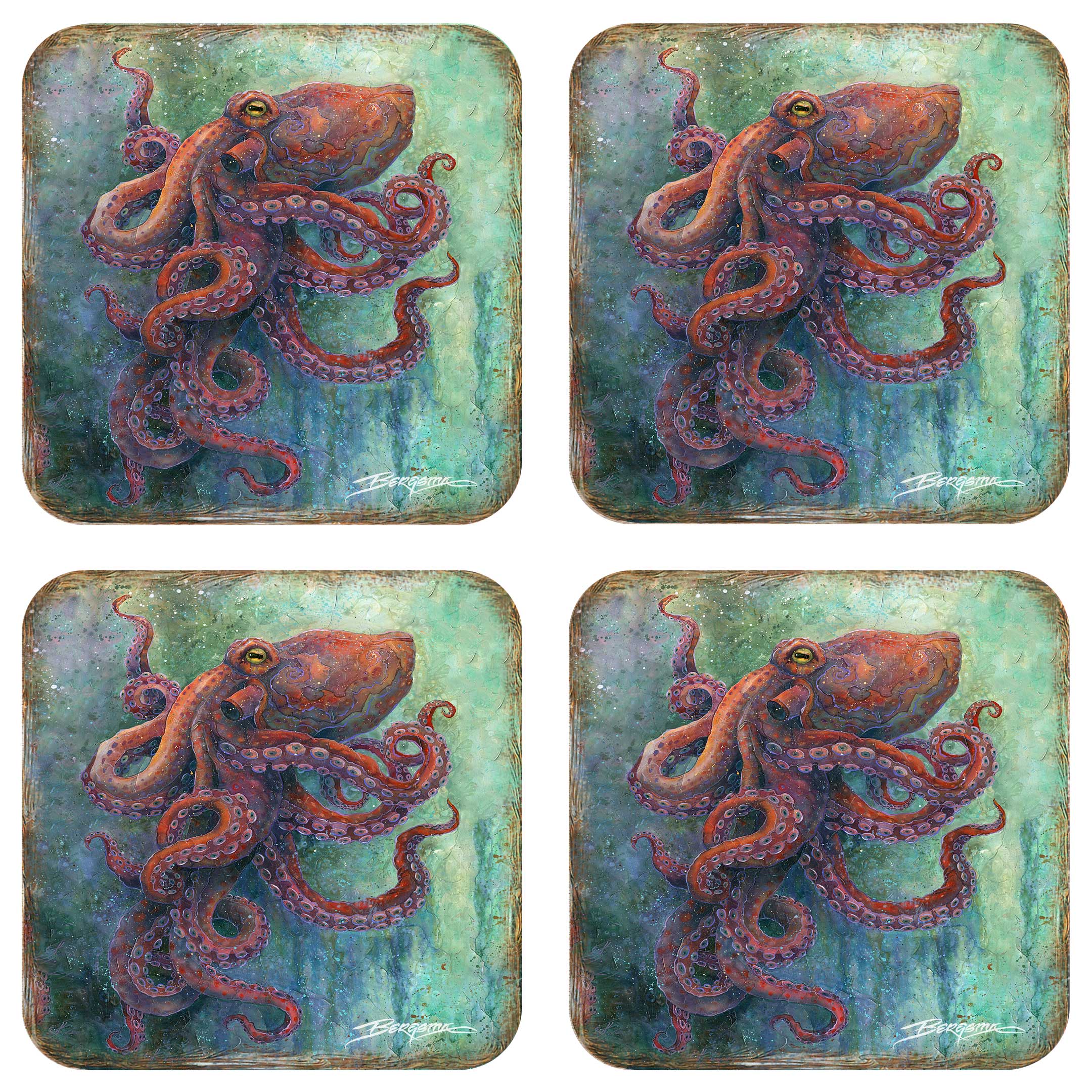 Designocracy - Vendita all'ingrosso Sottobicchiere - Set regalo di 4 sottobicchieri in sughero Octopus di J. Bergsma4