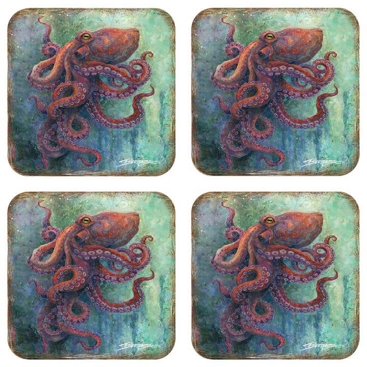 Designocracy - Vendita all'ingrosso Sottobicchiere - Set regalo di 4 sottobicchieri in sughero Octopus di J. Bergsma4