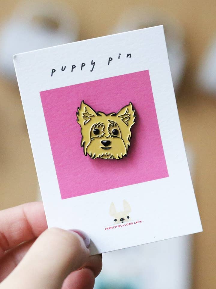 Yorkie Enamel Pin - Tan Yorkie for wholesale by French Bulldog Love