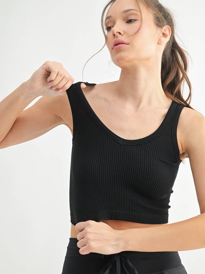 Mono B - Wholesale Tank Top - Women's - Ribbed Seamless Cropped Tank Top