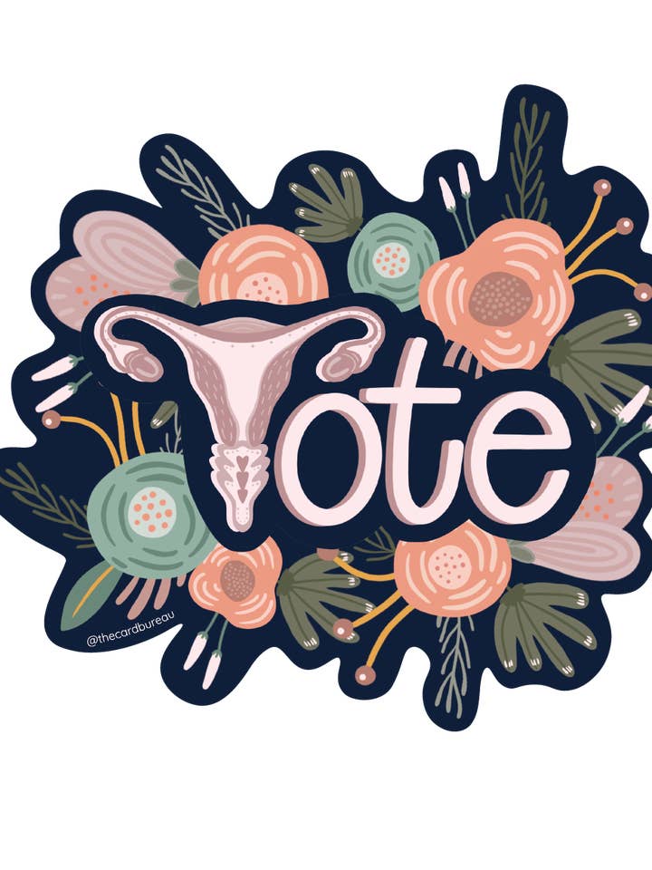 Abortion Rights Floral Vote Matte Sticker for Bottles/Laptop for wholesale by The Card Bureau