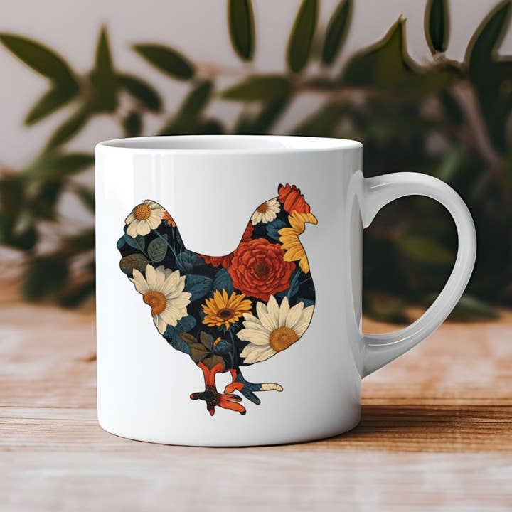 Floral Chicken Boho Farm 11oz Coffee Mug for wholesale by Sister Ray