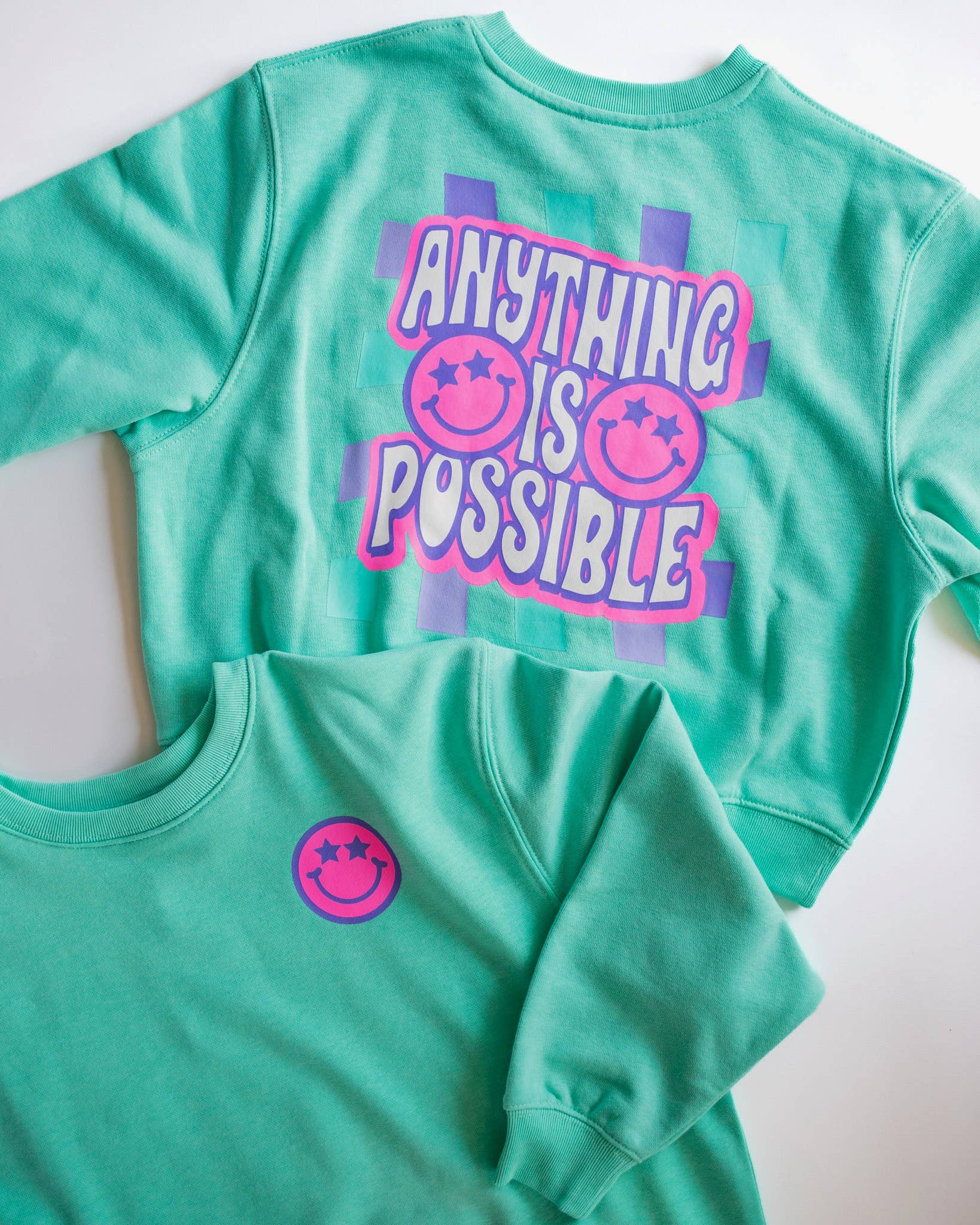 XOXO by magpies - Venta al por mayor Sudadera - Niños - Sudadera Sonriente "XOXO by Magpies Anything is Possible" | Aqua3