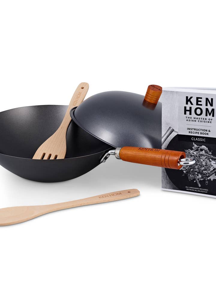 Ken Hom Classic Carbon Steel Non-Stick 5-Piece Wok Set for wholesale by DK Household Brands (Zyliss, Cole & Mason, AdHoc, SwissMar, Culinare, Ken Hom)