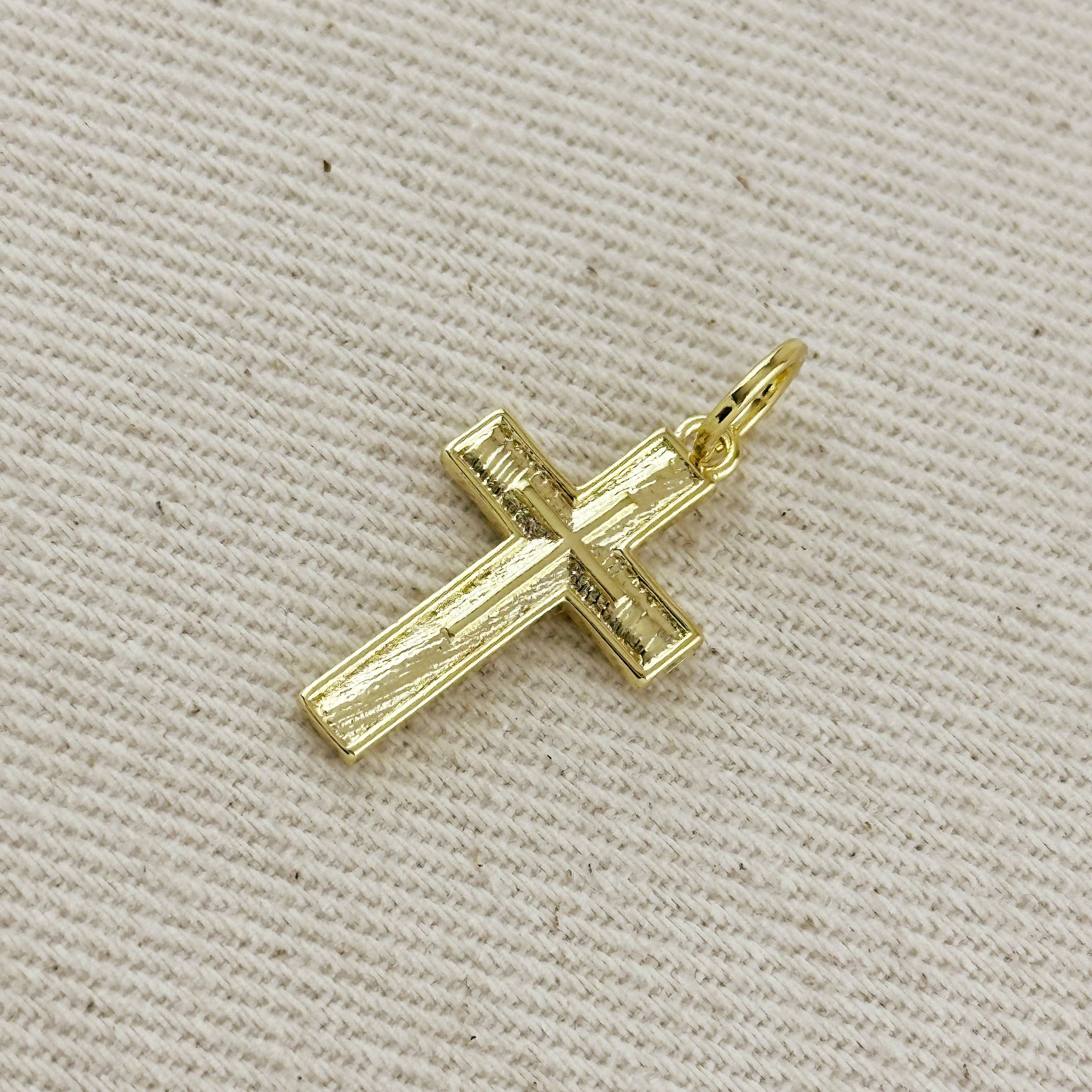 GoldFi – wholesale Individual charm/pendant – 18k Gold Filled Textured Cross Charm2