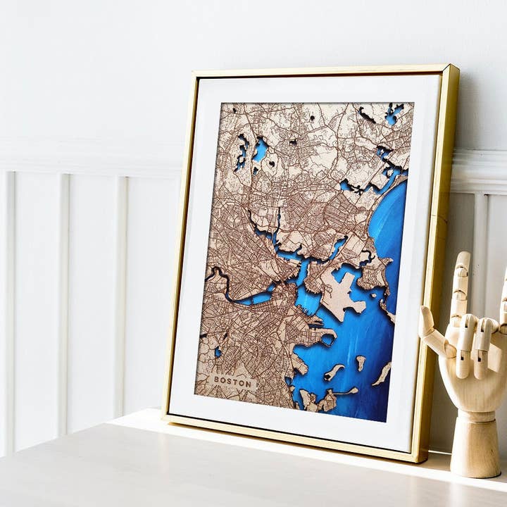 Plan de ville personnalisé gravé au laser. pour la vente par Kustwood