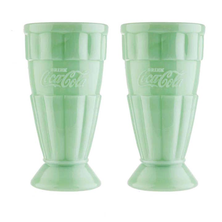 Coca-Cola Jadeite Malt Cup, 16 oz, Set of 2 for wholesale by TableCraft Products Company