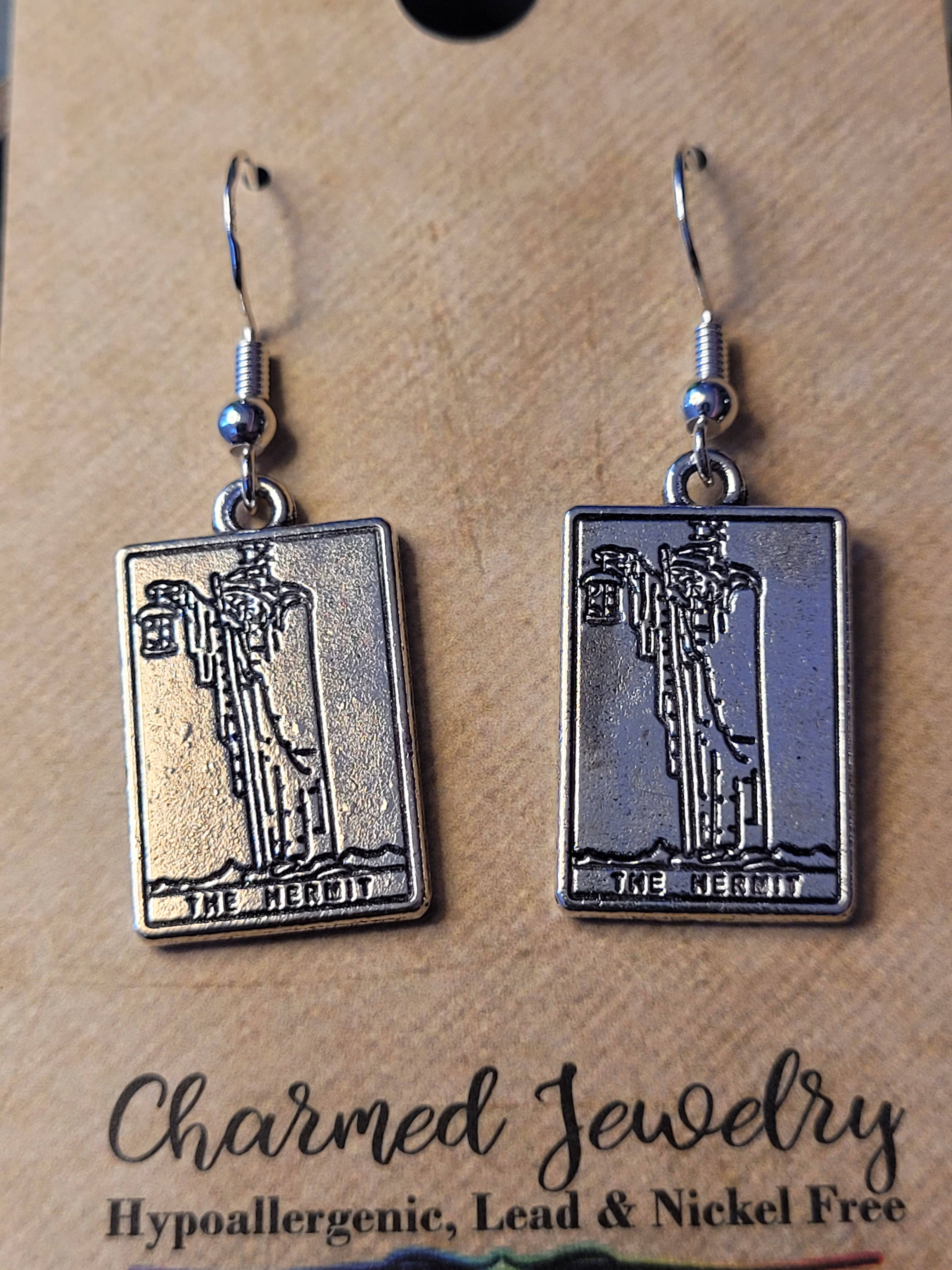 Con-Quest Crafts - Wholesale Dangle Earrings - Silver Tarot cards Earrings - Various card designs.12