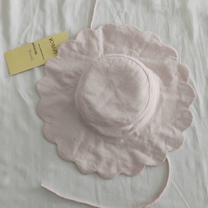 Yo Baby - Wholesale Sun Hat - Kids - Summer Sun Hat with Scalloping - Reversible : SOFT PINK : Infant : Toddler : Tween1