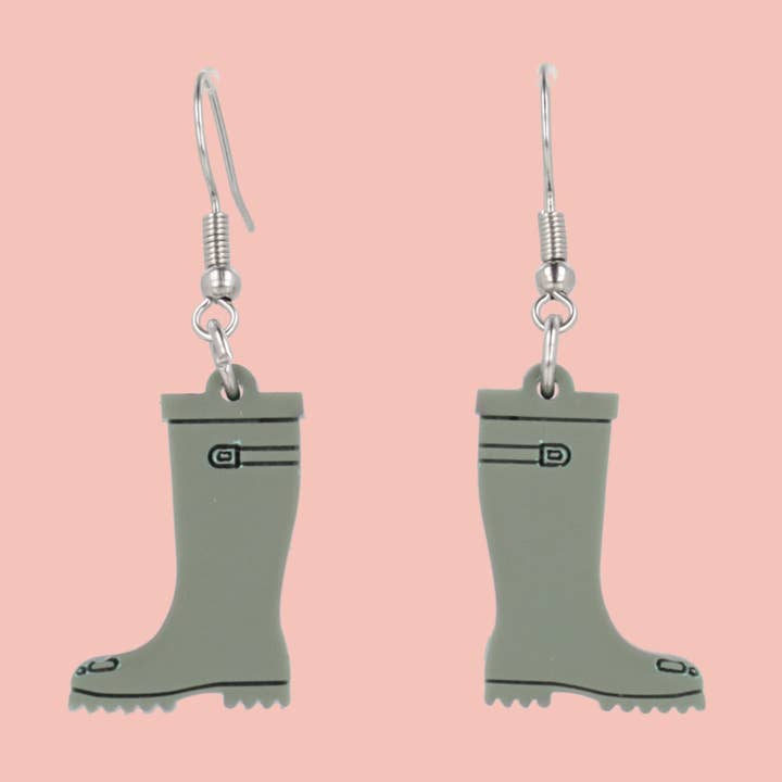 Green Wellies Earrings for wholesale by Sour Cherry
