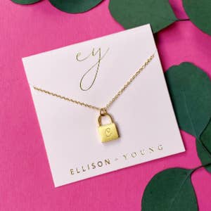 Ellison+Young - Wholesale Pendant/Charm Necklace - Scripted Notes Locket Initial Necklace