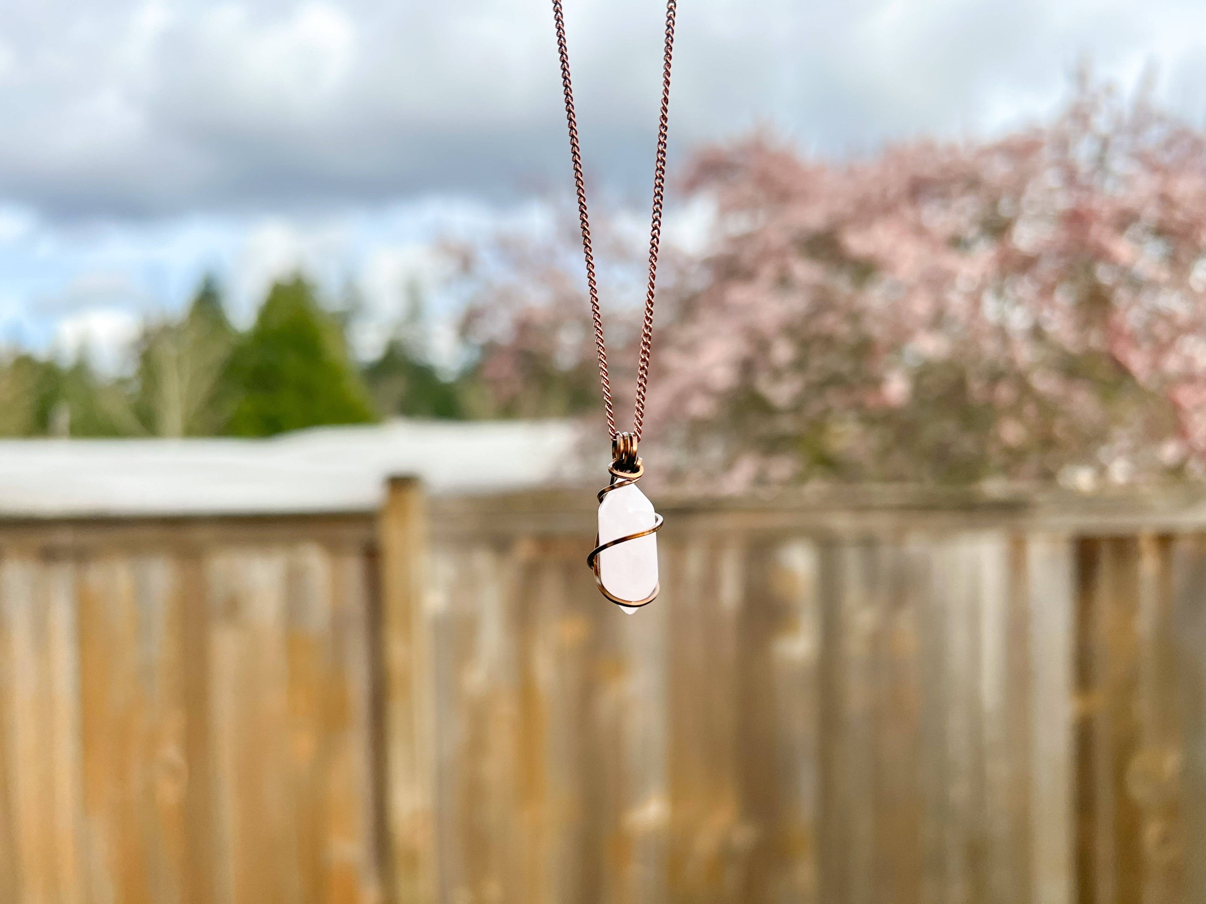 Crystals Wired - Wholesale Pendant/Charm Necklace - Rose Quartz Double Terminated Necklace1