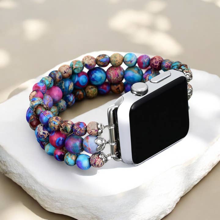 Wisteria Wonder Jasper Stretch Watch Strap for wholesale by Cape Diablo