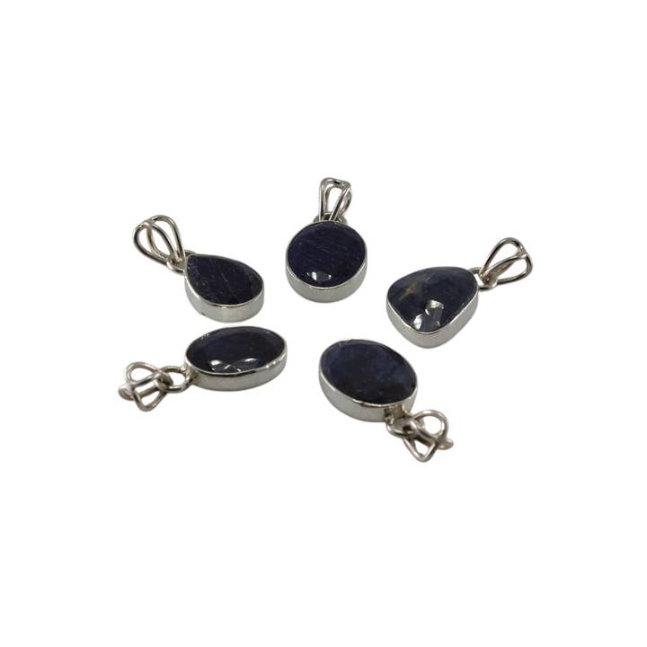 Quasar Gems USA - Wholesale Jewelry Set - Blue Sapphire Sterling Silver Pendant Necklace Set Of 51