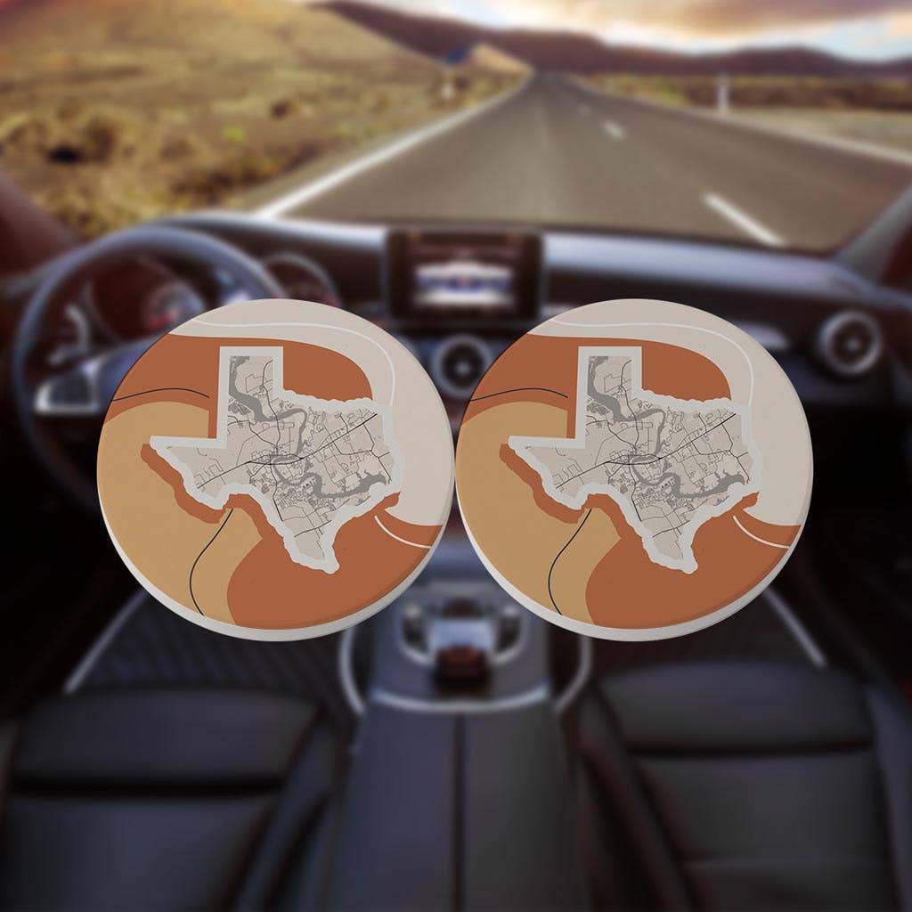Love Local - Wholesale Car Coaster - Women's - Vintage Groove Fluid Orange Map Granbury Texas8