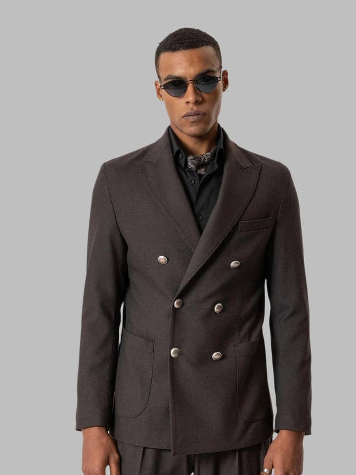 Bruin Crop Fit Suède Herenjas - Wessi voor wholesale door Wessi