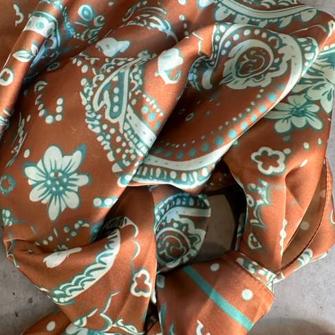 A Rare Bird Shop - Wholesale Scarf - Women's - Rust Turquoise Paisley Wild Rag