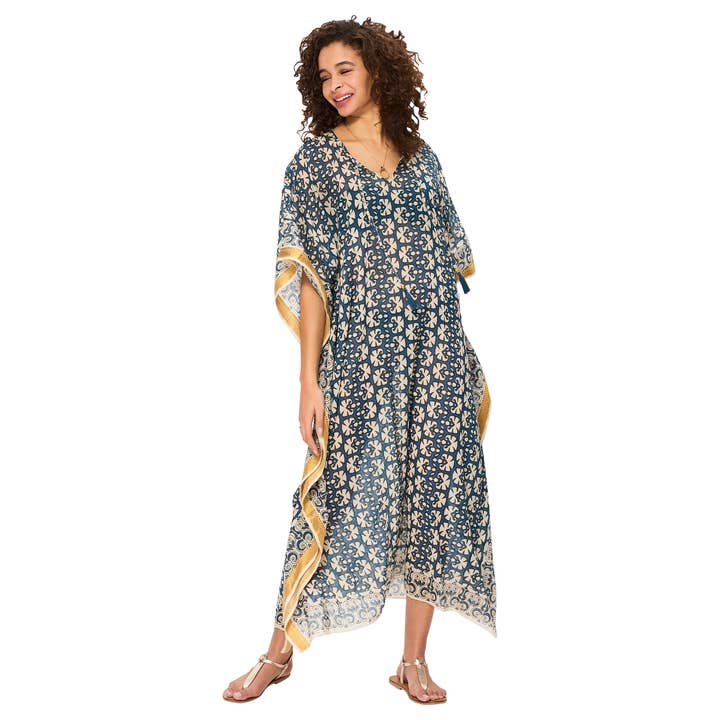 LONG SUMMER KAFTAN 3/4 SLEEVES KAF8500A for wholesale by La Mano Boho