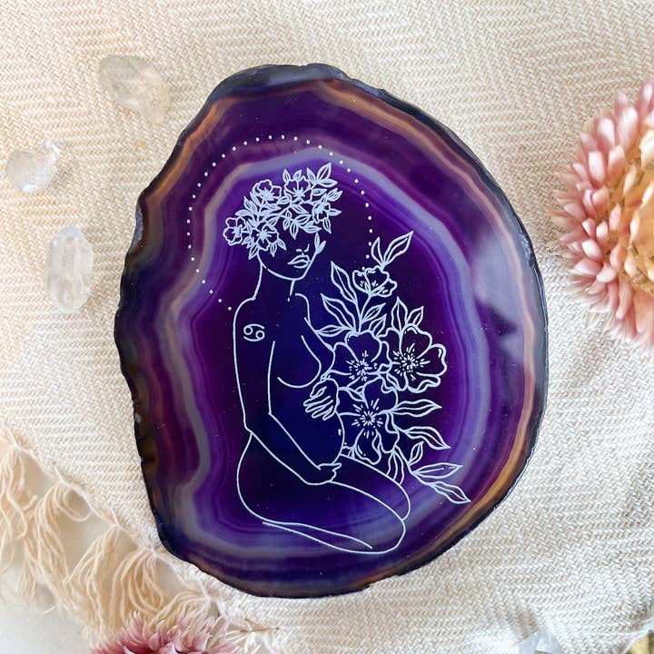 Cancer Zodiac Symbol Agate Slices Astrology Sign Horoscope for wholesale by Fractalista Designs