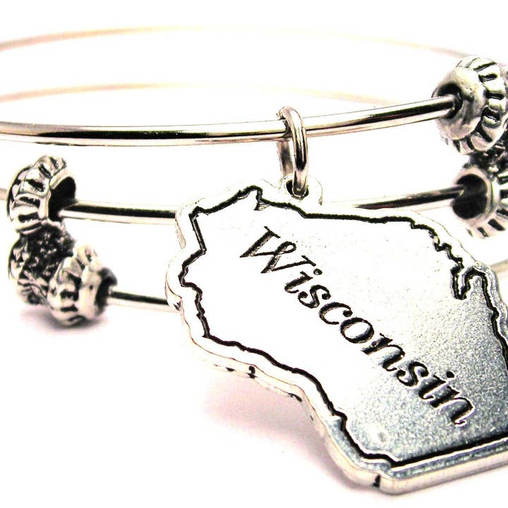 Wisconsin State Triple Style Bangle Home Travel Madison for wholesale by Chubby Chico Charms