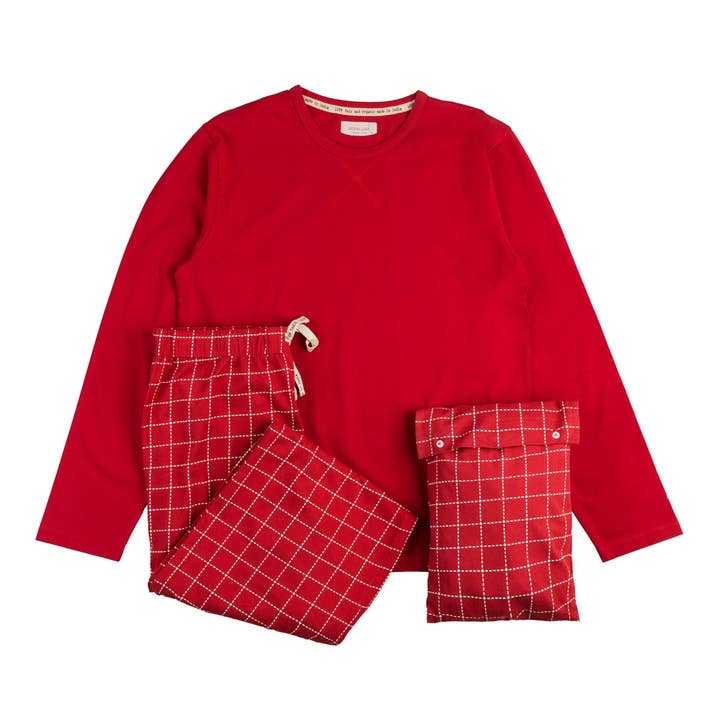 Carmin ORGANIC COTTON PAJAMA MAN IOTA CHECKS FAIR TRADE PRODUCT for wholesale on Faire