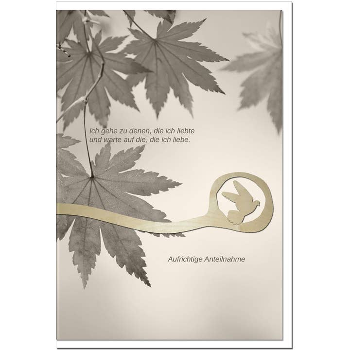 Cartão de condolências VORAUSGEGANGEN - Cartão de pêsames com decoração em madeira feita à mão por atacado de metALUm