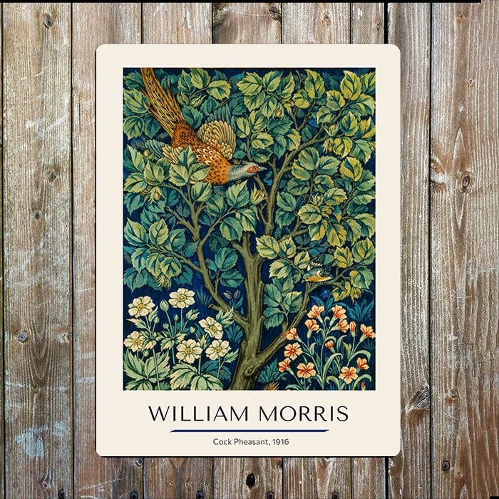 William Morris Cock Pheasant Art | Metal Sign Plaque for wholesale by The British Metal Signs Company