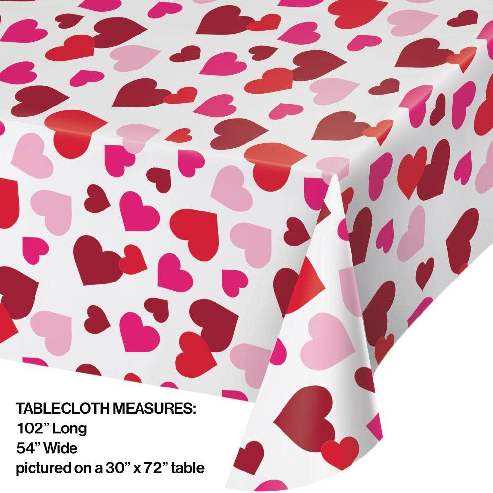 Bulk Party Decor - Wholesale Disposable Table Cover/Runner - Bulk Valentine's Day Hearts Plastic Table Covers (12 per Case)3