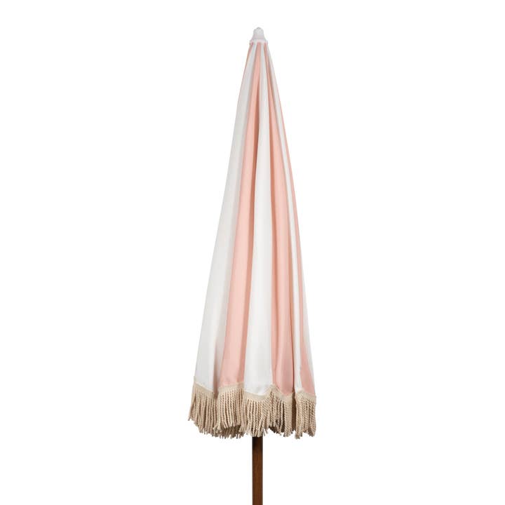 Beach State Summerland Beach Umbrella - Pink Salt Stripe for wholesale on Faire22