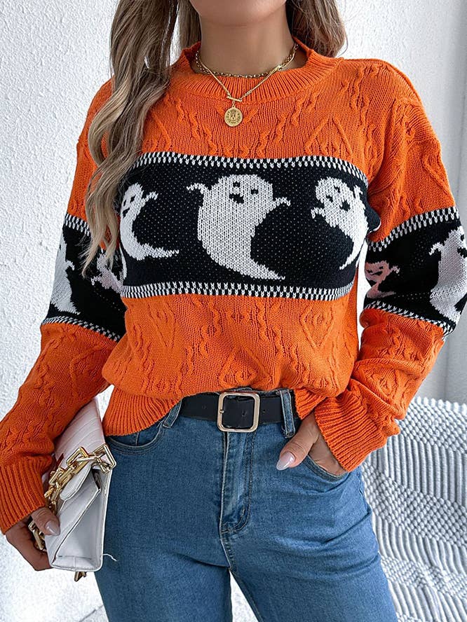 Herbst-Winter-Halloween-Strickpullover mit Geistermotiv BJS168 für den Großhandel von UNISHE