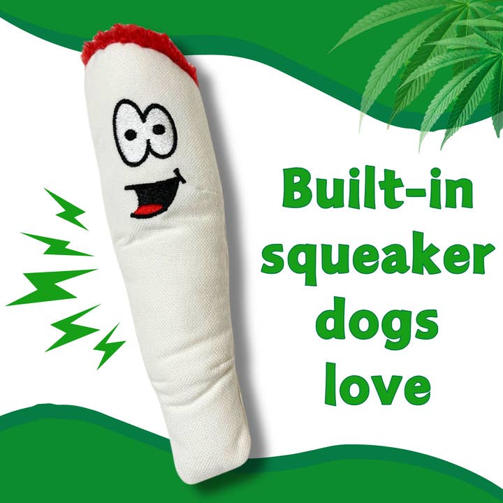 PAW:20 - Wholesale Pet Squeaky Toy - Dog - Jay the Joint, Parody Plush Squeaker 420 Dog Toy2