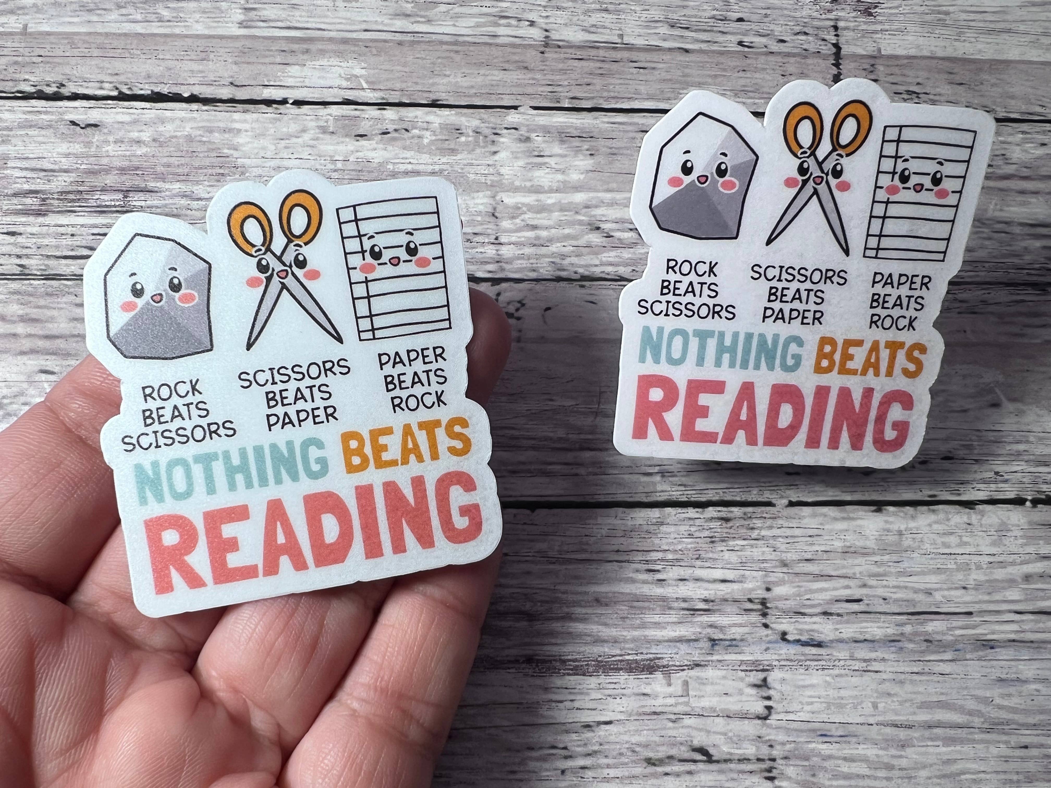 The Teaching Duo - Wholesale Sticker - Rock Paper Scissors Read, Reading Teacher, Cute Sticker1