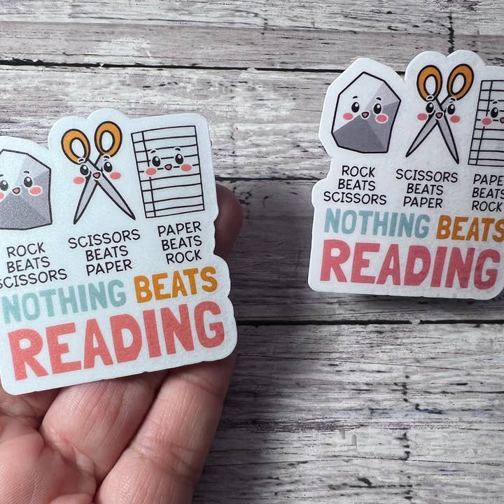 The Teaching Duo - Vente Autocollant - Pierre Papier Ciseaux Lire, Enseignant de lecture, Autocollant mignon1
