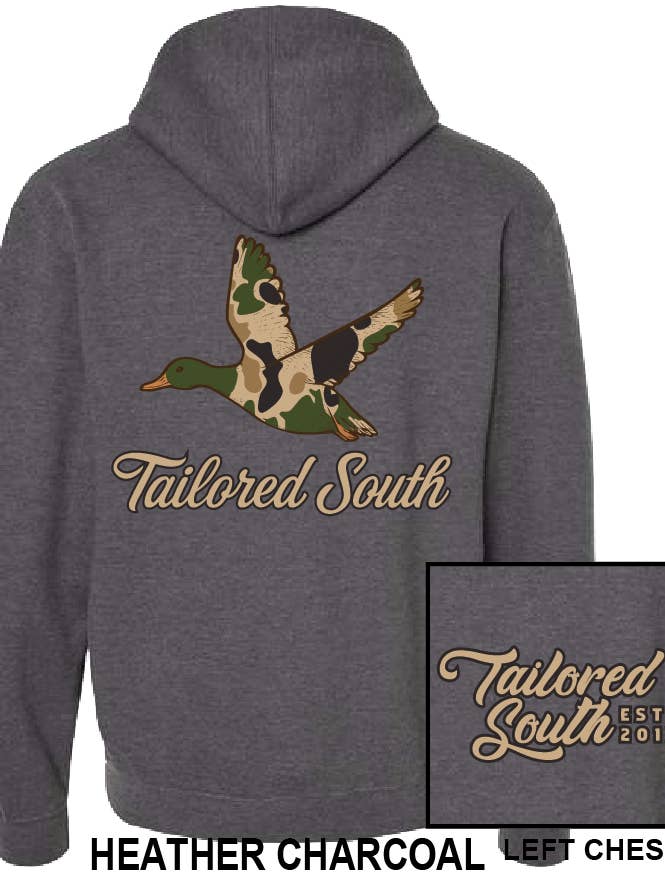 Tailored South Hat Co. - Wholesale Hoodie - Kids - TS029HY - Youth Camo Duck - Heather Charcoal Hoodie