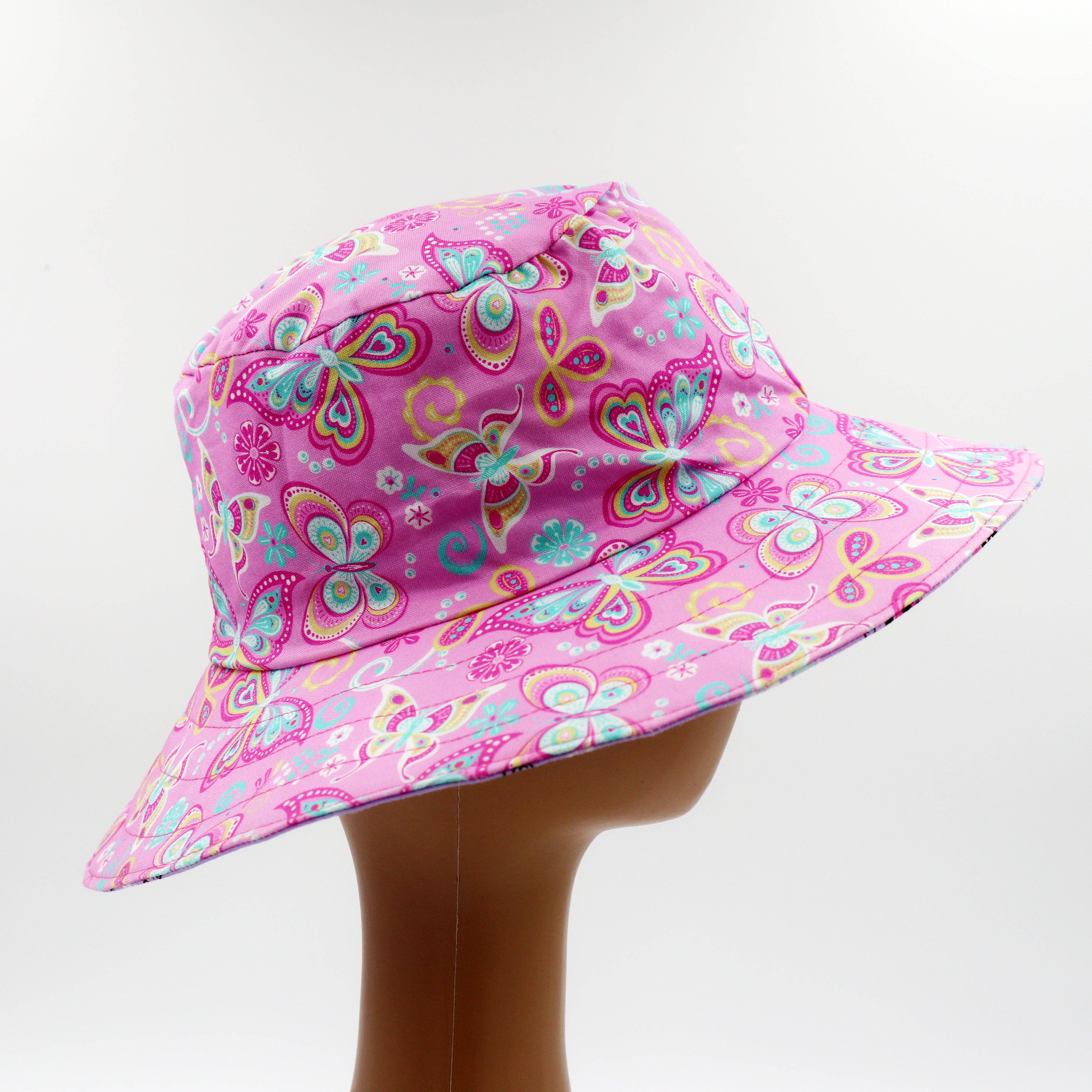Kiss My Patootie – wholesale Bucket Hat - Dam – Vändbar solhatt - storlek dam och flicka - fjäril, nyckelpiga0